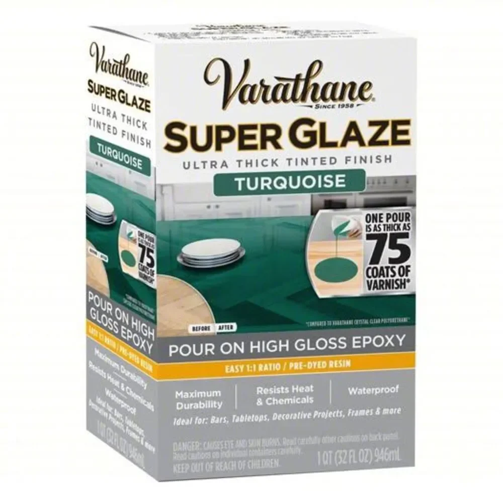 VARATHANE Finish 32 fl oz Turquoise, Super Glaze - new in box